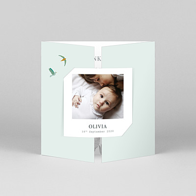 Birds of paradise green green baby thank you cards Birds of paradise green green baby thank you cards