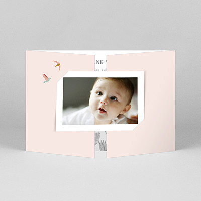 Birds of paradise gatefold landscape pink pink baby thank you cards Birds of paradise gatefold landscape pink pink baby thank you cards