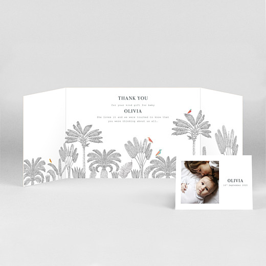 Baby Thank You Cards Birds of paradise gatefold landscape pink - View 2 Baby Thank You Cards Birds of paradise gatefold landscape pink - View 2