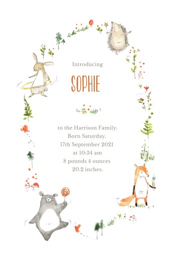Baby Announcements Forest friends white - Page 1