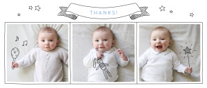 Baby Thank You Cards Panoramic Pictos 3 Photos White