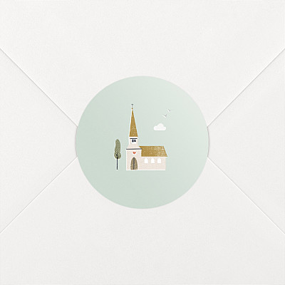Charming chapel green christening stickers Charming chapel green christening stickers