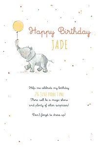 Elephant birthday yellow kids party invitations Elephant birthday yellow kids party invitations