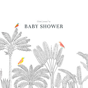 Birds of paradise white baby shower invitations Birds of paradise white baby shower invitations