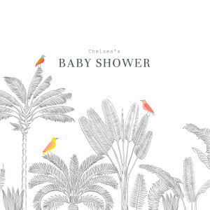 Baby Shower Invitations Birds of Paradise White