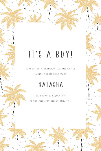 Baby Shower Invitations Palm Trees Yellow - Front