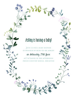 Watercolour meadow blue baby shower invitations Watercolour meadow blue baby shower invitations