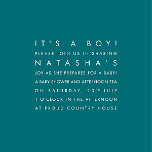 Modern peacock blue baby shower invitations Modern peacock blue baby shower invitations