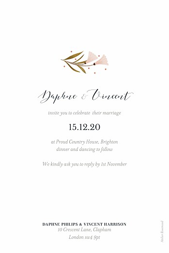 Wedding Invitations Daphne Photo Spring - Back Wedding Invitations Daphne Photo Spring - Back
