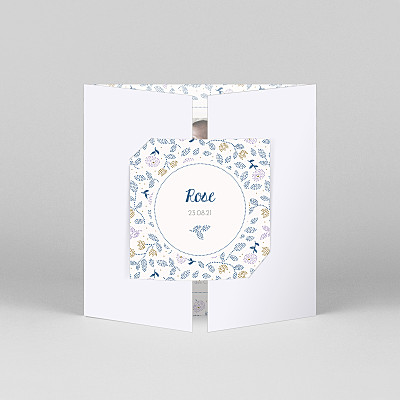 Floral embroidery (gatefold) violet purple baby thank you cards Floral embroidery (gatefold) violet purple baby thank you cards