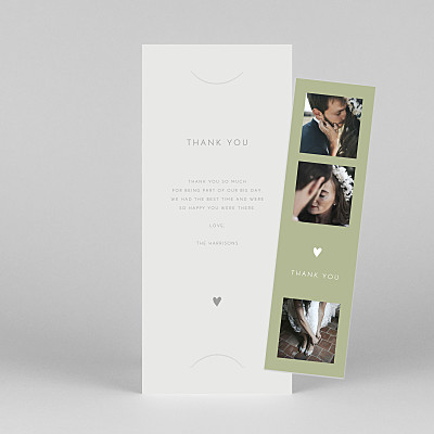 Lovely heart (bookmark) green green wedding thank you cards Lovely heart (bookmark) green green wedding thank you cards