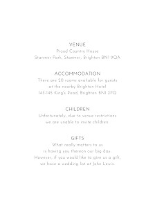 Classic modern white modern guest information cards Classic modern white modern guest information cards