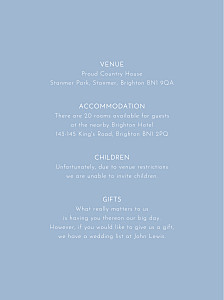 Classic modern blue blue guest information cards Classic modern blue blue guest information cards