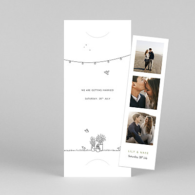 Bohemian promise (bookmark) white save the date cards Bohemian promise (bookmark) white save the date cards