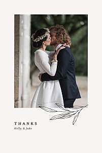 Budding branch portrait beige traditional wedding thank you cards Budding branch portrait beige traditional wedding thank you cards