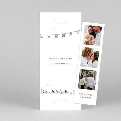 Rustic promise (bookmark) white multi photo save the date cards Rustic promise (bookmark) white multi photo save the date cards