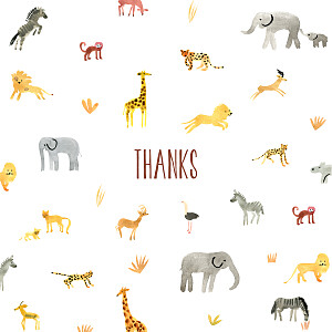 Safari white animal baby thank you cards Safari white animal baby thank you cards