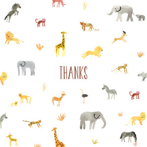 Baby Thank You Cards Safari white Baby Thank You Cards Safari white