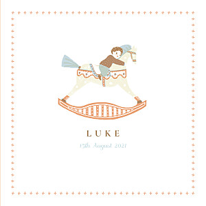 Rocking horse (boy) chestnut beige baby announcements Rocking horse (boy) chestnut beige baby announcements