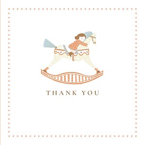 Rocking horse (girl) chestnut animal baby thank you cards Rocking horse (girl) chestnut animal baby thank you cards