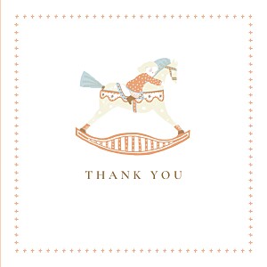 Rocking horse (girl) blond white baby thank you cards Rocking horse (girl) blond white baby thank you cards