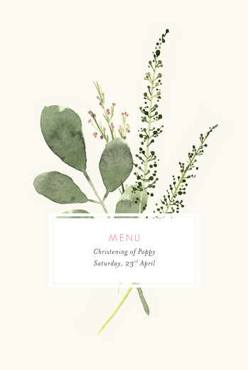 Christening Menus Spring Blossom Beige - Front Christening Menus Spring Blossom Beige - Front