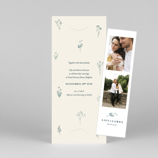 Wedding Invitations Floral Minimalist (Bookmark) Beige - View 1 Wedding Invitations Floral Minimalist (Bookmark) Beige - View 1