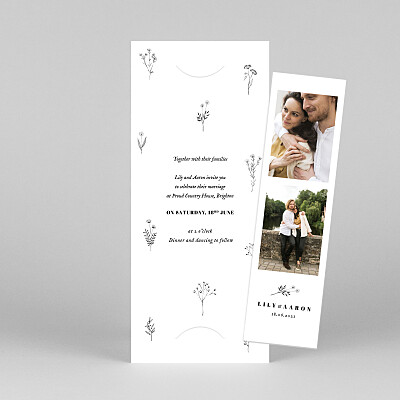 Floral minimalist (bookmark) white white wedding invitations Floral minimalist (bookmark) white white wedding invitations