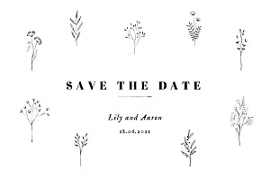 Floral minimalist white white save the date cards Floral minimalist white white save the date cards