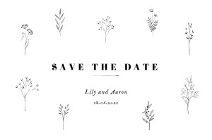 Save The Dates Floral Minimalist White