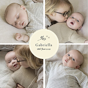 Floral minimalist (medallion) beige girls baby announcements Floral minimalist (medallion) beige girls baby announcements
