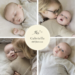 Baby Announcements Floral minimalist (medallion) beige Baby Announcements Floral minimalist (medallion) beige