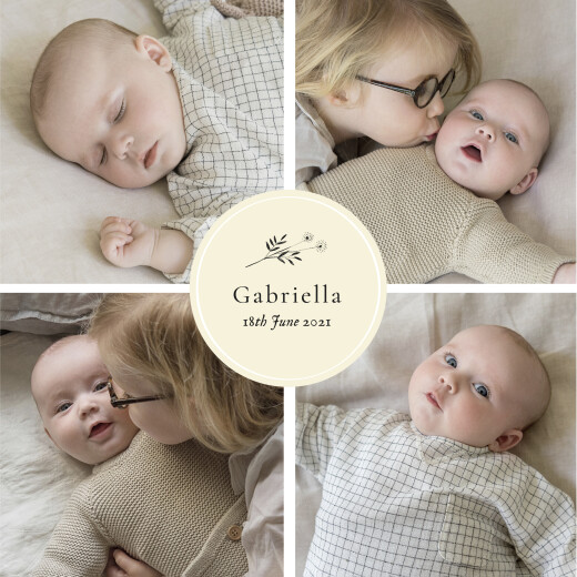 Baby Announcements Floral minimalist (medallion) beige Baby Announcements Floral minimalist (medallion) beige