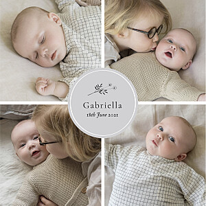 Floral minimalist (medallion) grey white baby announcements Floral minimalist (medallion) grey white baby announcements