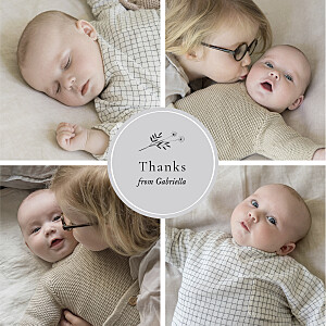 Floral minimalist (medallion) grey white baby thank you cards Floral minimalist (medallion) grey white baby thank you cards