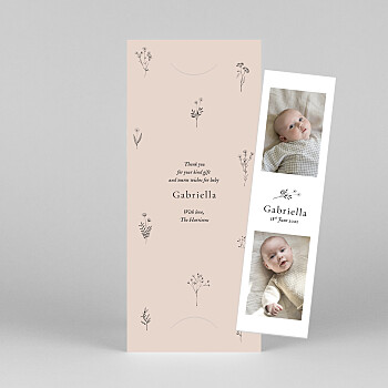 Floral minimalist (bookmark) pink baby thank you cards Floral minimalist (bookmark) pink baby thank you cards