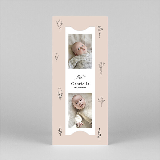 Baby Thank You Cards Floral Minimalist (Bookmark) Pink - View 2 Baby Thank You Cards Floral Minimalist (Bookmark) Pink - View 2