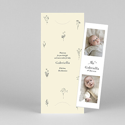 Floral minimalist (bookmark) beige beige baby thank you cards Floral minimalist (bookmark) beige beige baby thank you cards