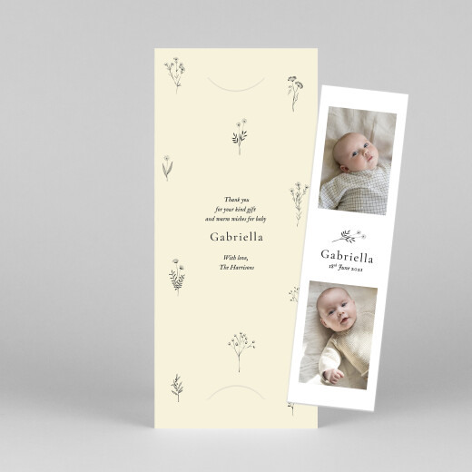 Baby Thank You Cards Floral minimalist (bookmark) beige - View 1 Baby Thank You Cards Floral minimalist (bookmark) beige - View 1