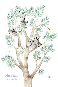 Koala family of 4 white photo baby announcements Koala family of 4 white photo baby announcements