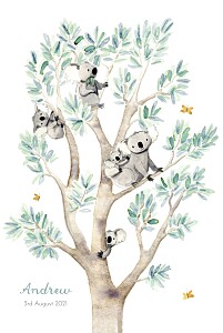 Koala family of 5 white photo baby announcements Koala family of 5 white photo baby announcements
