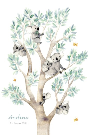 Baby Announcements Koala Family of 6 White - Front