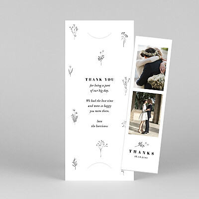 Floral minimalist (bookmark) white white wedding thank you cards Floral minimalist (bookmark) white white wedding thank you cards