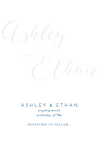 Calligraphy blue unique save the date cards Calligraphy blue unique save the date cards
