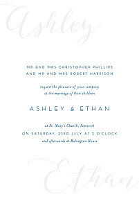 Calligraphy (small) blue tomoë wedding invitations Calligraphy (small) blue tomoë wedding invitations