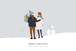 Winter family 1 photo christmas cards Winter family 1 photo christmas cards