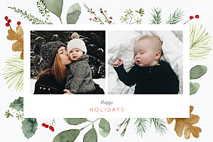 Watercolour foliage white traditional christmas cards Watercolour foliage white traditional christmas cards