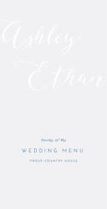 Wedding Menus Calligraphy blue
