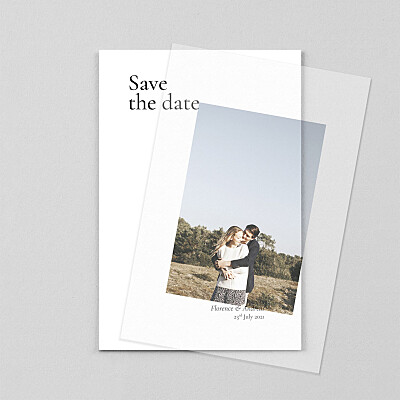 Today & always small portrait (vellum) white photo save the date cards Today & always small portrait (vellum) white photo save the date cards