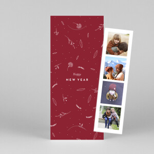 Christmas Cards Elegant foliage (bookmark) red Christmas Cards Elegant foliage (bookmark) red